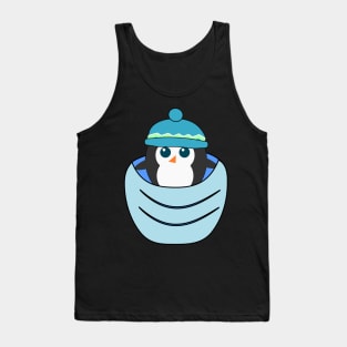 Cute penguin in a blue pocket Tank Top